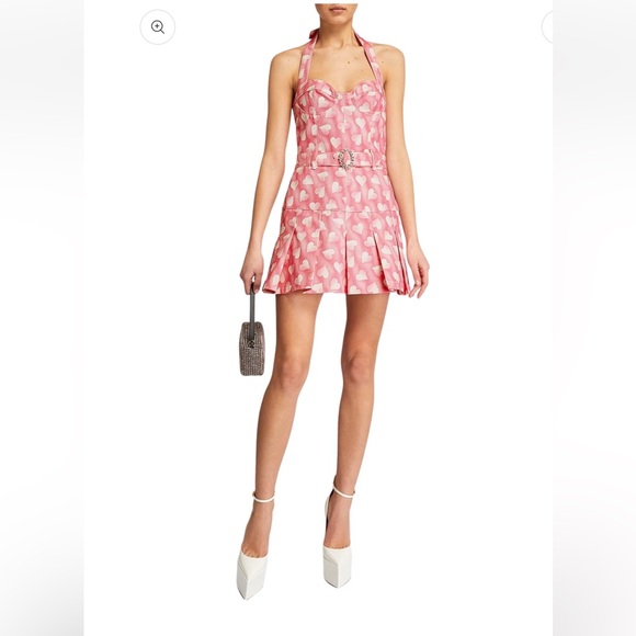 ALESSANDRA RICH Heart-print Halterneck Mini Dress - Picture 1 of 9